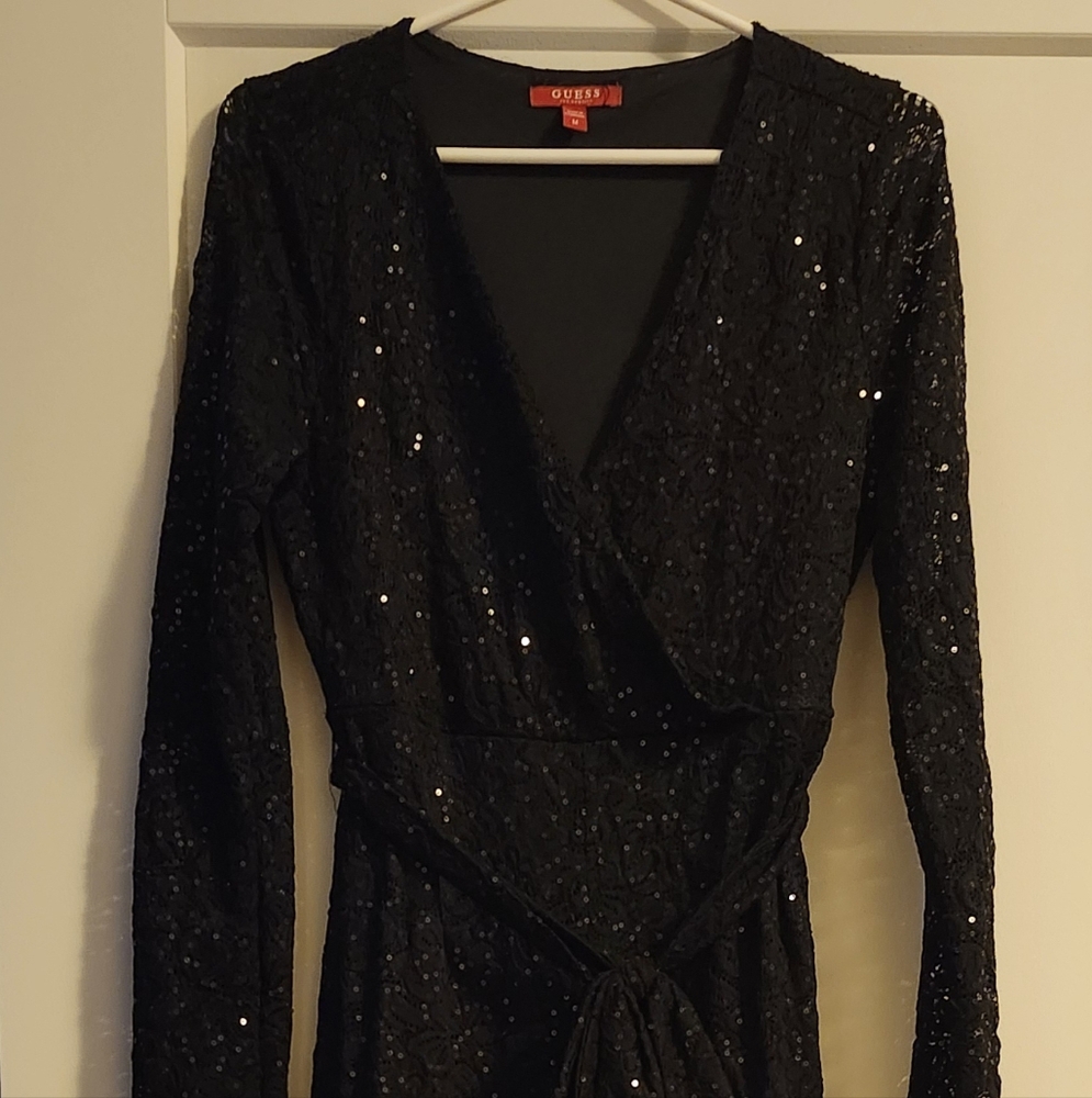 Guess black sequin jumpsuit size medium